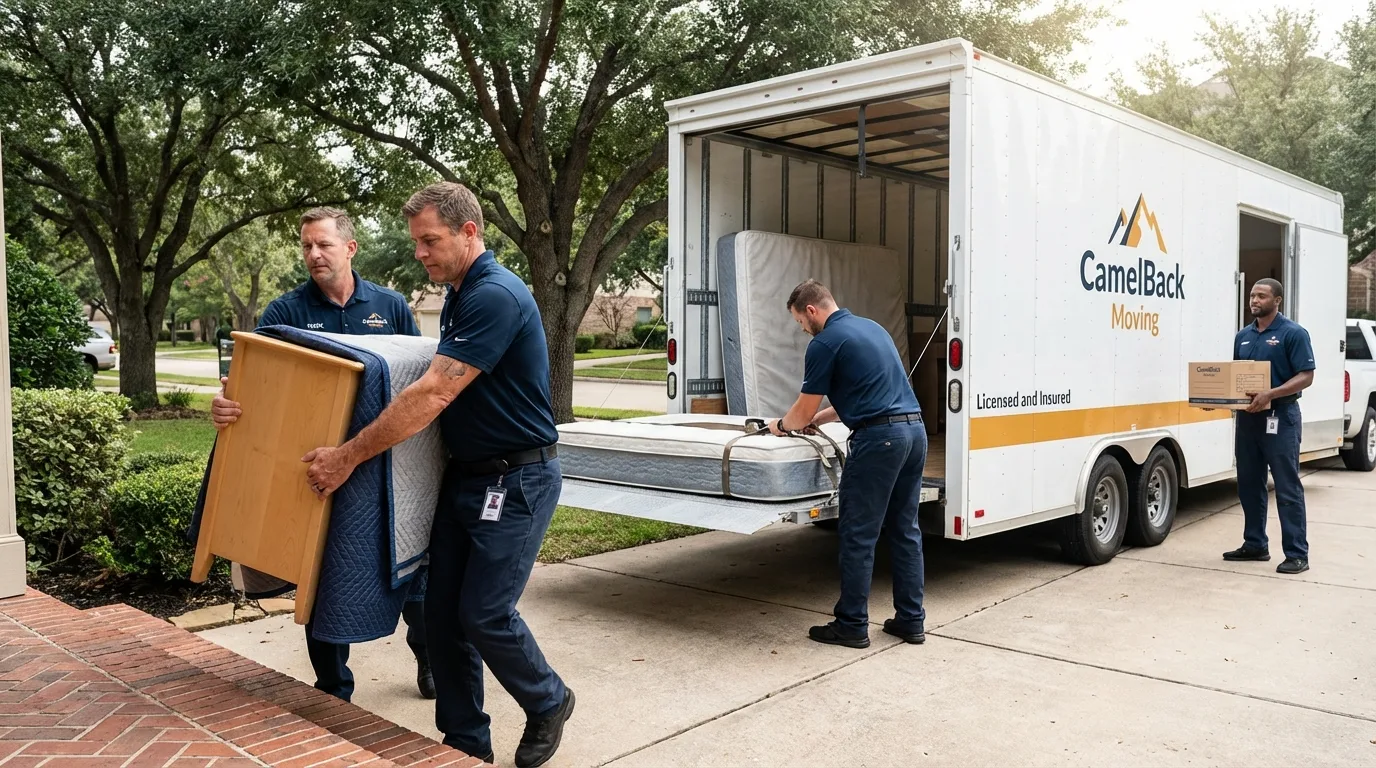 Crew loading residential truck for cross-state move from Frazier Park, CA